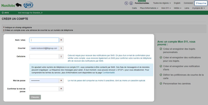 S’inscrire à Manitoba 511